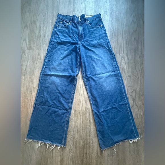 rag & bone Denim - Rag & bone Wide-Leg Denim Jeans in Medium Blue